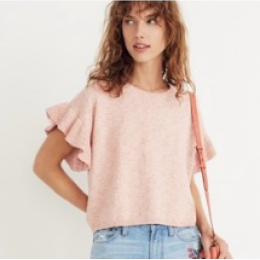 Madewell Peachy Pink Ruffle Sleeve Top